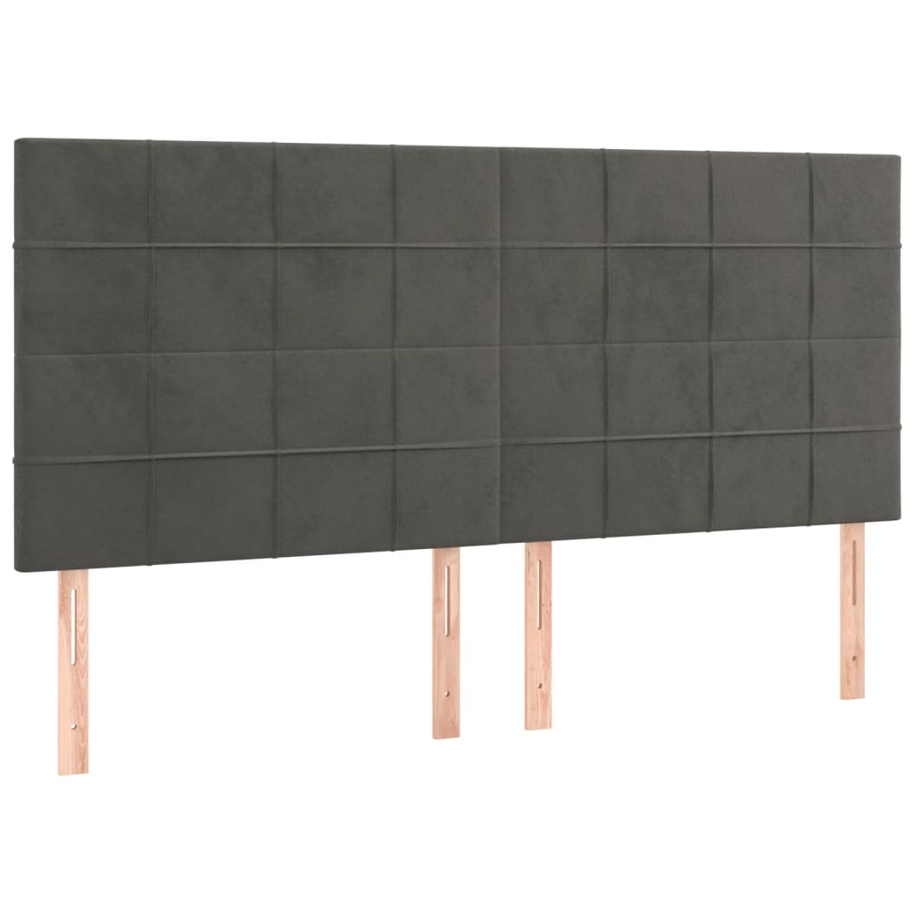 Sötétszürke bársony rugós és LED-es ágy matraccal 180x200 cm 7