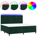 Sötétzöld bársony rugós és LED-es ágy matraccal 200x200 cm 2