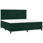 Sötétzöld bársony rugós és LED-es ágy matraccal 200x200 cm 3