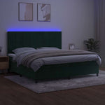 Sötétzöld bársony rugós és LED-es ágy matraccal 200x200 cm 4