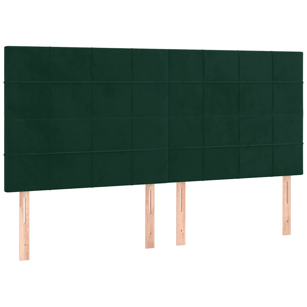 Sötétzöld bársony rugós és LED-es ágy matraccal 200x200 cm 7