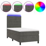 Sötétszürke bársony rugós és LED-es ágy matraccal 90x190 cm 2