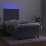 Világosszürke bársony rugós és LED-es ágy matraccal 100x200 cm 4