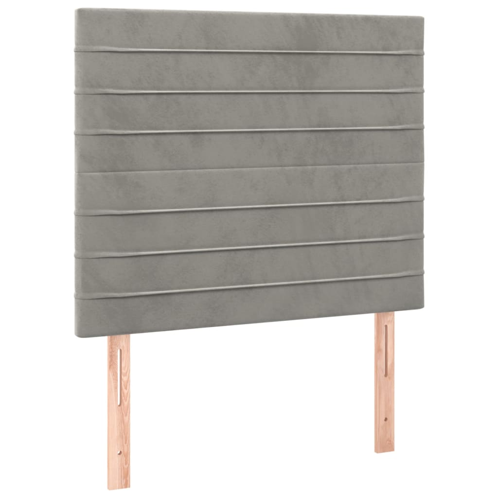 Világosszürke bársony rugós és LED-es ágy matraccal 100x200 cm 7