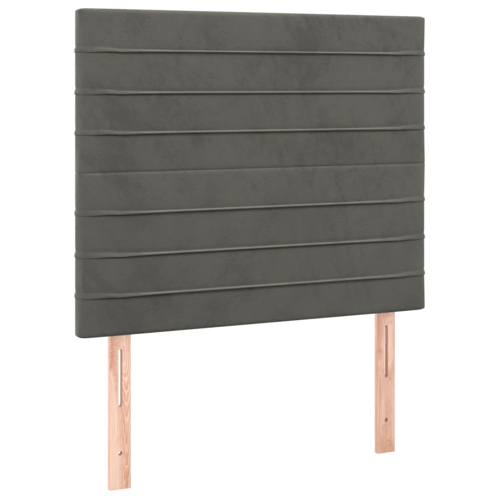 Sötétszürke bársony rugós és LED-es ágy matraccal 100x200 cm 7