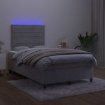 Világosszürke bársony rugós és LED-es ágy matraccal 120x200 cm 4