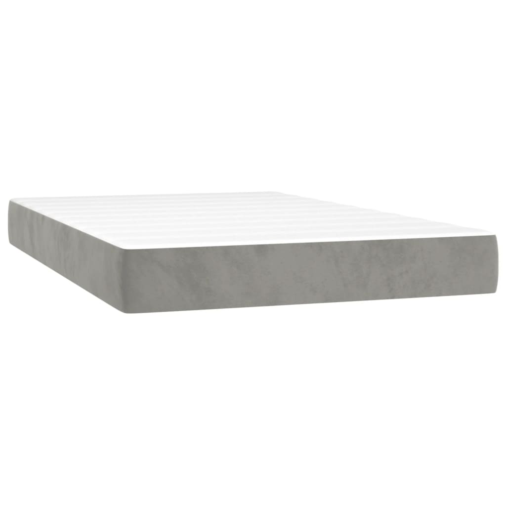 Világosszürke bársony rugós és LED-es ágy matraccal 120x200 cm 6