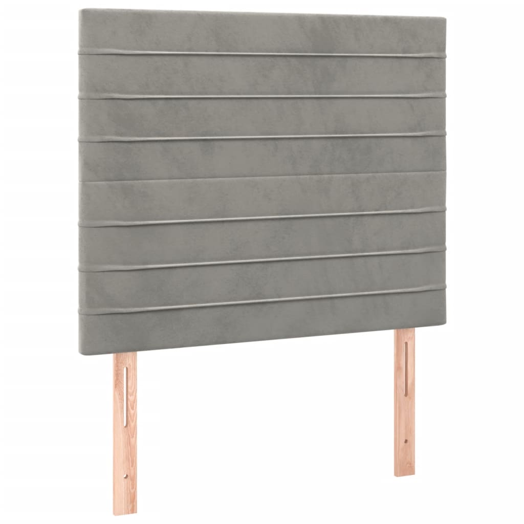 Világosszürke bársony rugós és LED-es ágy matraccal 120x200 cm 7