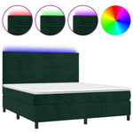 Sötétzöld bársony rugós és LED-es ágy matraccal 160x200 cm 2