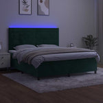 Sötétzöld bársony rugós és LED-es ágy matraccal 160x200 cm 4