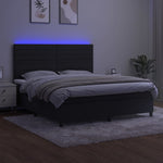 Fekete bársony rugós és LED-es ágy matraccal 180x200 cm 4
