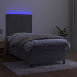 Világosszürke bársony rugós és LED-es ágy matraccal 80 x 200 cm 4