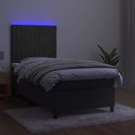 Sötétszürke bársony rugós és LED-es ágy matraccal 90x190 cm 4