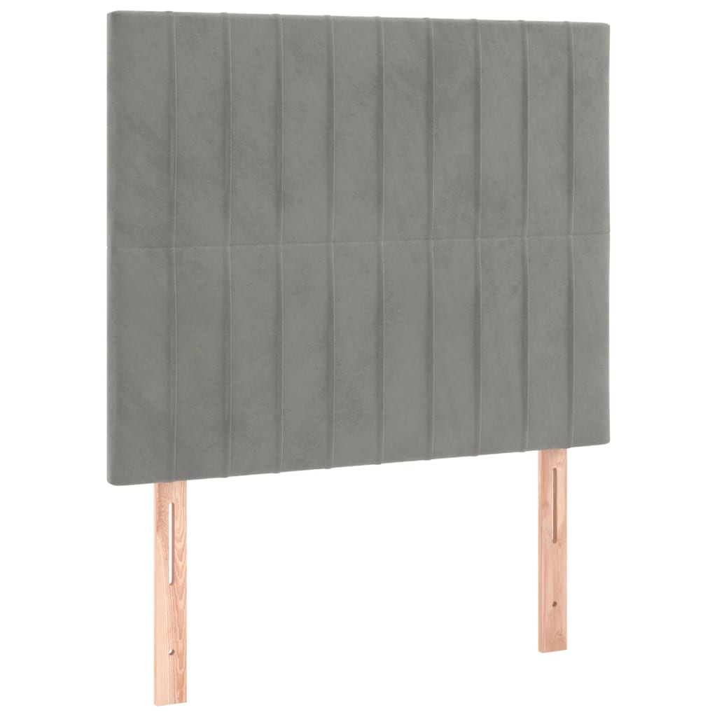 Világosszürke bársony rugós és LED-es ágy matraccal 90x200 cm 7