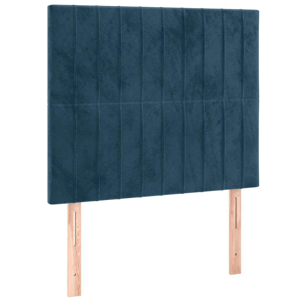 Sötétkék bársony rugós és LED-es ágy matraccal 120x200 cm 7