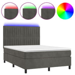 Sötétszürke bársony rugós és LED-es ágy matraccal 140x190 cm 2