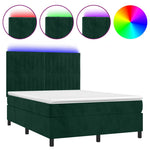 Sötétzöld bársony rugós és LED-es ágy matraccal 140x190 cm 2