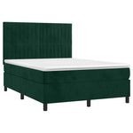 Sötétzöld bársony rugós és LED-es ágy matraccal 140x190 cm 3