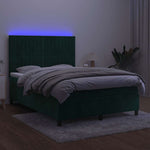 Sötétzöld bársony rugós és LED-es ágy matraccal 140x190 cm 4