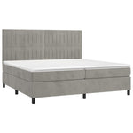 Világosszürke bársony rugós és LED-es ágy matraccal 200x200 cm 3