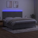Világosszürke bársony rugós és LED-es ágy matraccal 200x200 cm 4