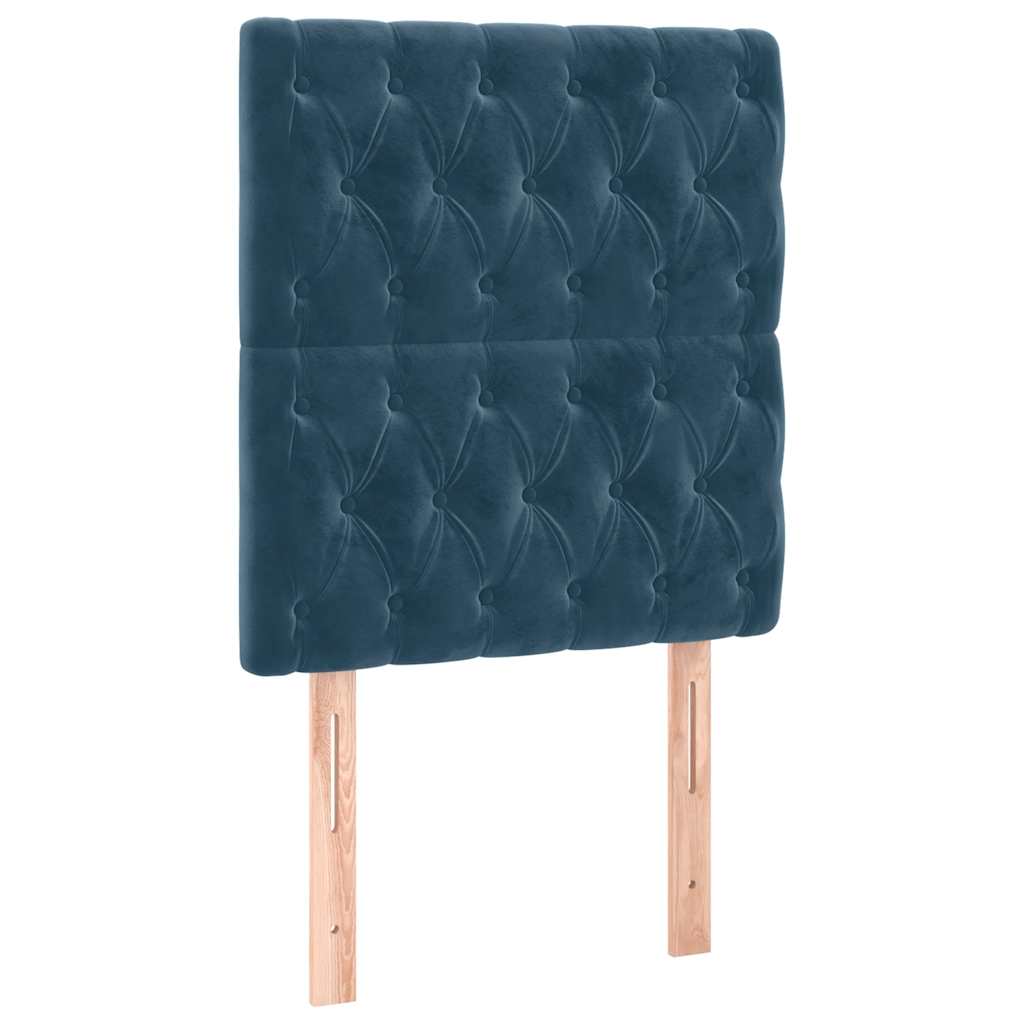 Sötétkék bársony rugós és LED-es ágy matraccal 80 x 200 cm 7