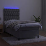 Világosszürke bársony rugós és LED-es ágy matraccal 90x190 cm 4