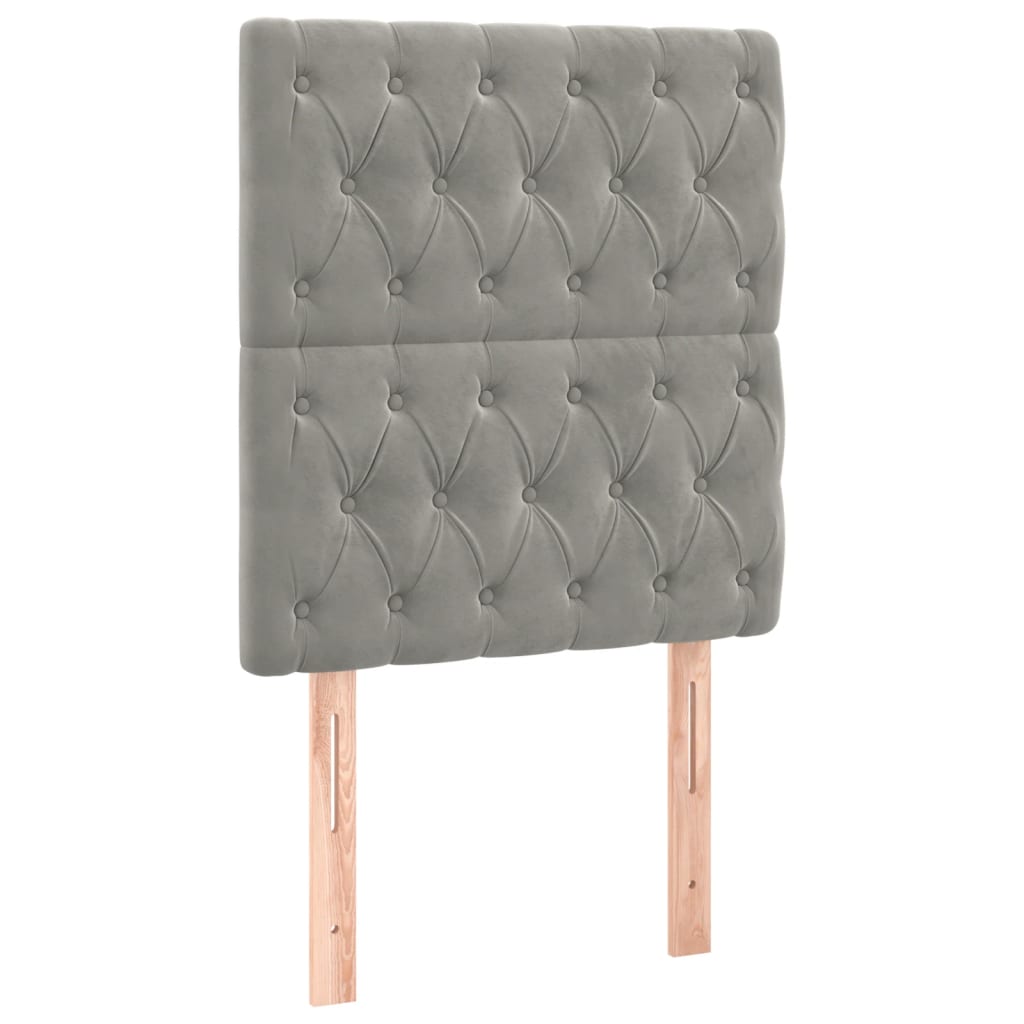 Világosszürke bársony rugós és LED-es ágy matraccal 90x190 cm 7