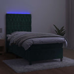 Sötétzöld bársony rugós és LED-es ágy matraccal 90x200 cm 4