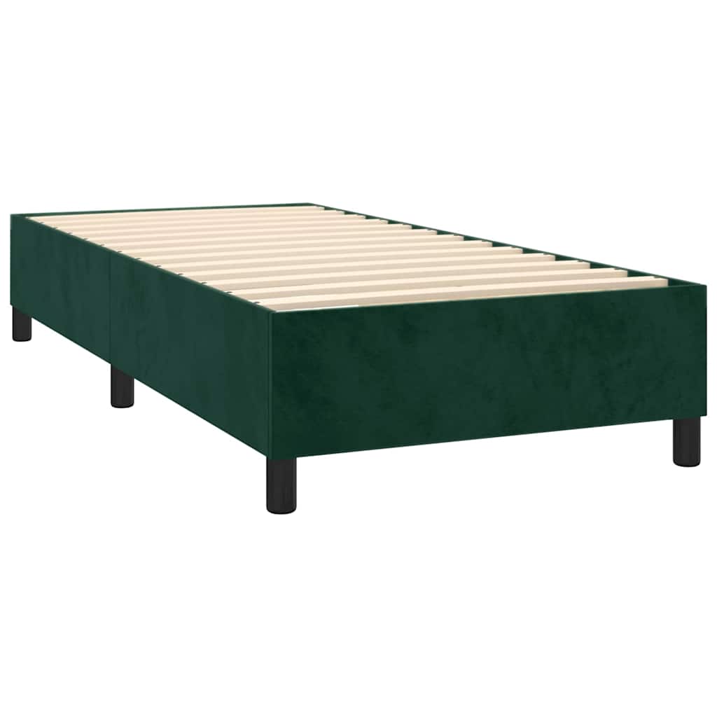 Sötétzöld bársony rugós és LED-es ágy matraccal 90x200 cm 5
