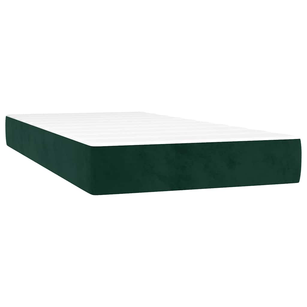 Sötétzöld bársony rugós és LED-es ágy matraccal 90x200 cm 6