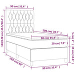 Sötétzöld bársony rugós és LED-es ágy matraccal 90x200 cm 9