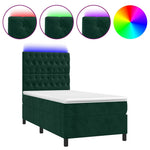 Sötétzöld bársony rugós és LED-es ágy matraccal 100x200 cm 2