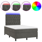 Sötétszürke bársony rugós és LED-es ágy matraccal 120x200 cm 2