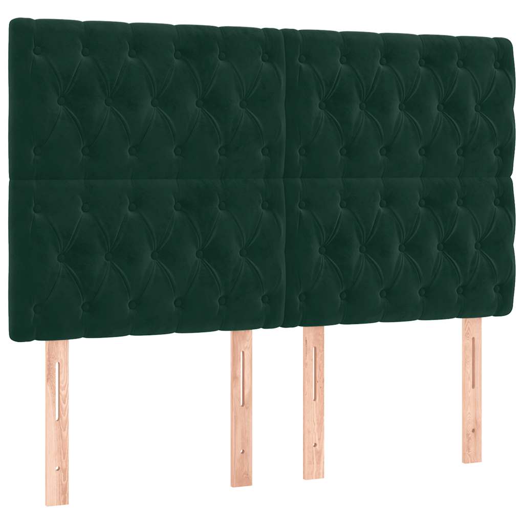 Sötétzöld bársony rugós és LED-es ágy matraccal 140x200 cm 7