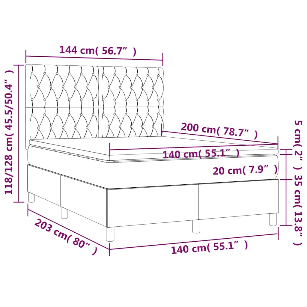 Sötétzöld bársony rugós és LED-es ágy matraccal 140x200 cm 9