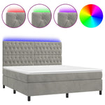 Világosszürke bársony rugós és LED-es ágy matraccal 160x200 cm 2
