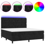 Fekete bársony rugós és LED-es ágy matraccal 160x200 cm 2