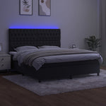 Fekete bársony rugós és LED-es ágy matraccal 160x200 cm 4