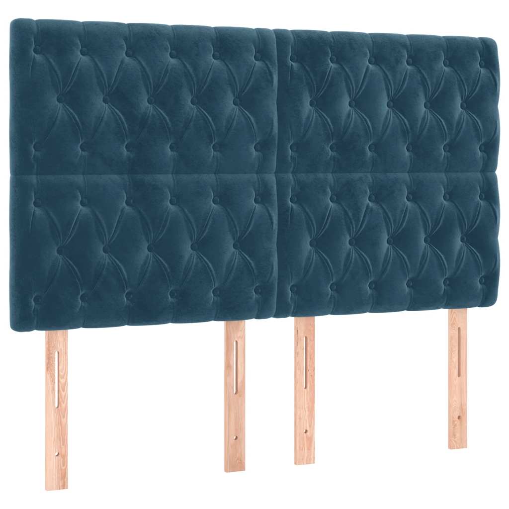Sötétkék bársony rugós és LED-es ágy matraccal 160x200 cm 7