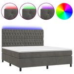 Sötétszürke bársony rugós és LED-es ágy matraccal 180x200 cm 2