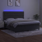 Sötétszürke bársony rugós és LED-es ágy matraccal 180x200 cm 4