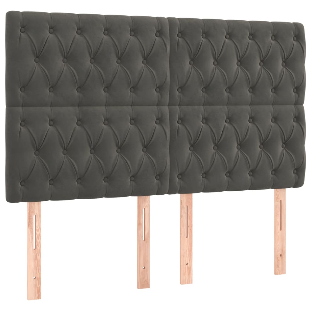 Sötétszürke bársony rugós és LED-es ágy matraccal 180x200 cm 7