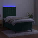 Sötétzöld bársony rugós és LED-es ágy matraccal 80 x 200 cm 4