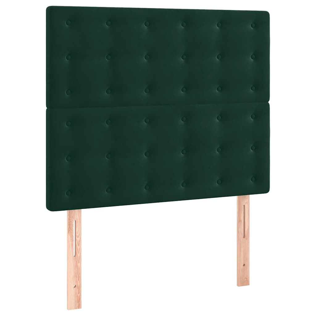 Sötétzöld bársony rugós és LED-es ágy matraccal 80 x 200 cm 7