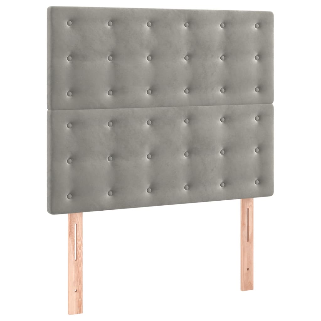 Világosszürke bársony rugós és LED-es ágy matraccal 90x200 cm 7
