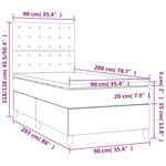 Világosszürke bársony rugós és LED-es ágy matraccal 90x200 cm 9
