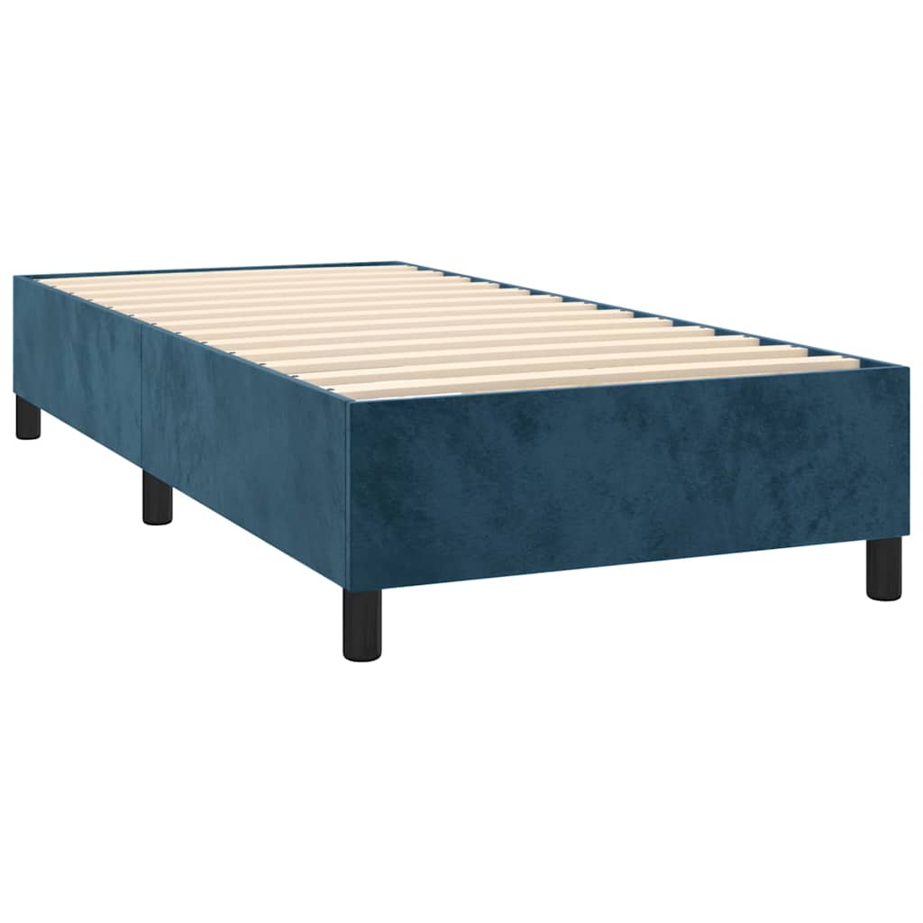 Sötétkék bársony rugós és LED-es ágy matraccal 90x200 cm 5