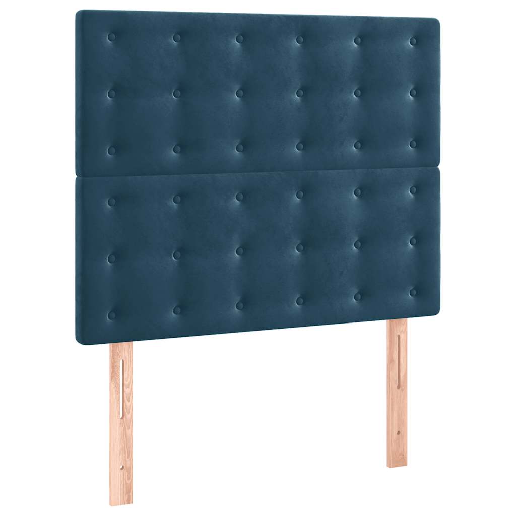 Sötétkék bársony rugós és LED-es ágy matraccal 90x200 cm 7