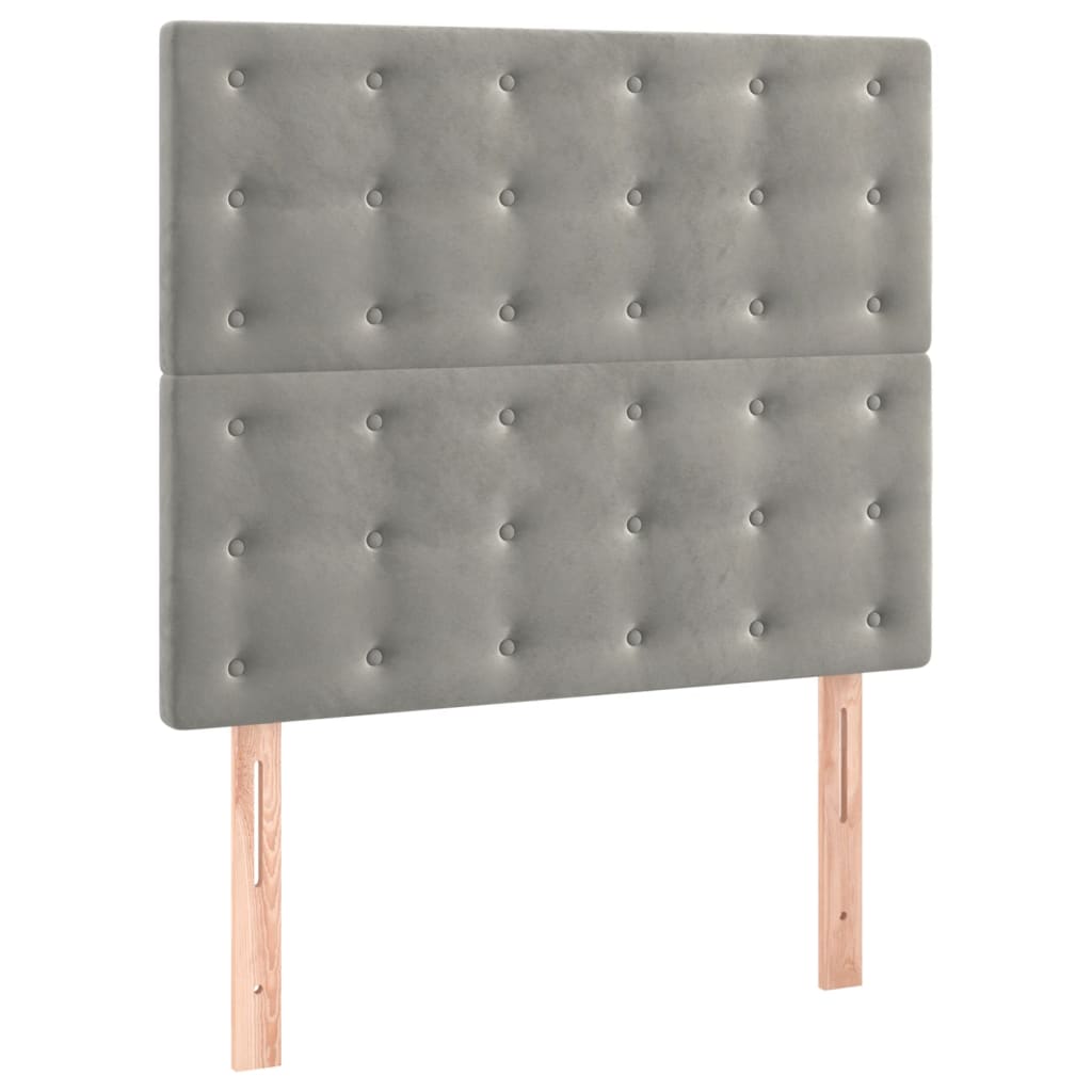 Világosszürke bársony rugós és LED-es ágy matraccal 100x200 cm 7